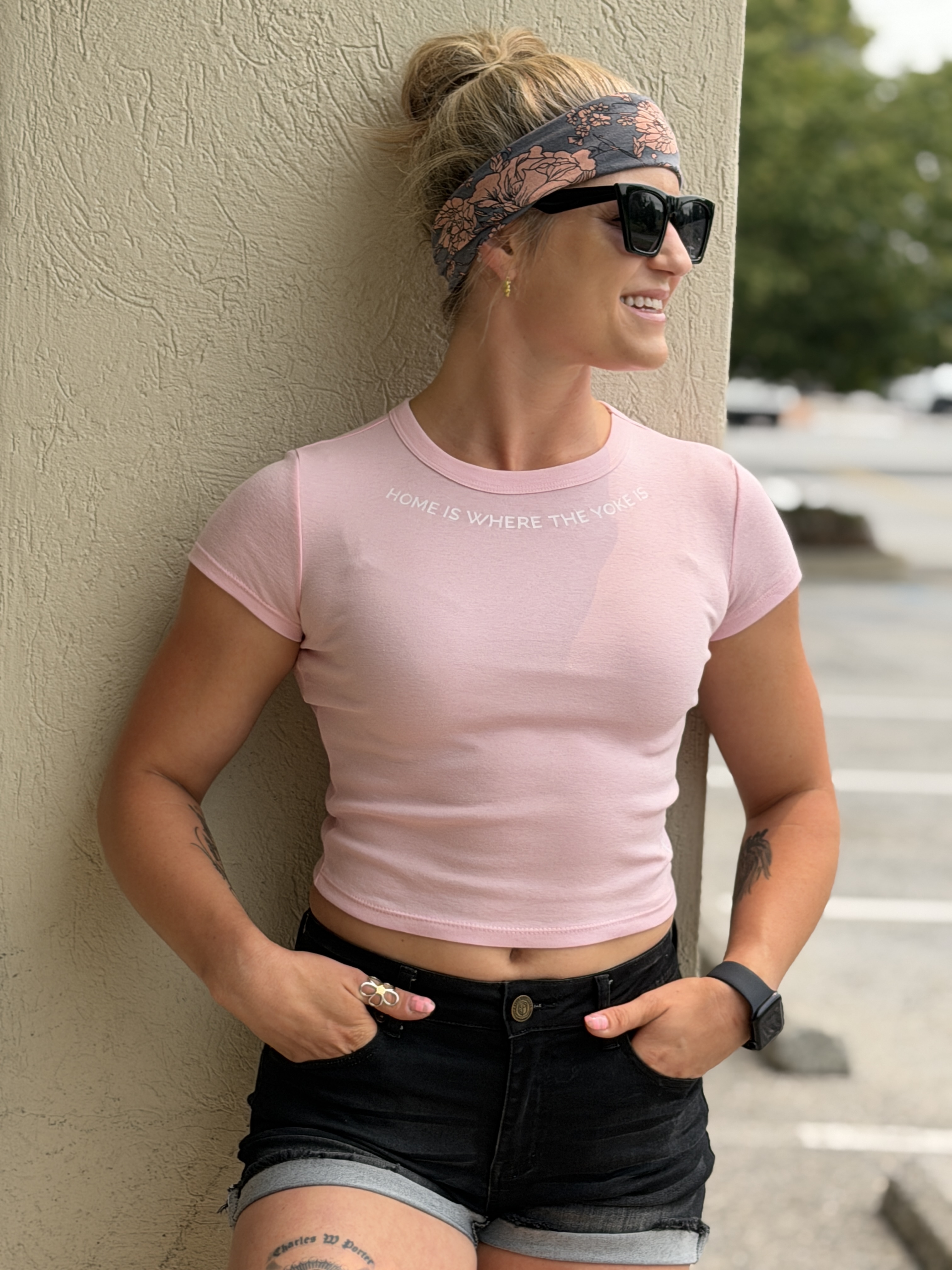 "Home is Where the Yoke is" Women's Microrib Baby Tee